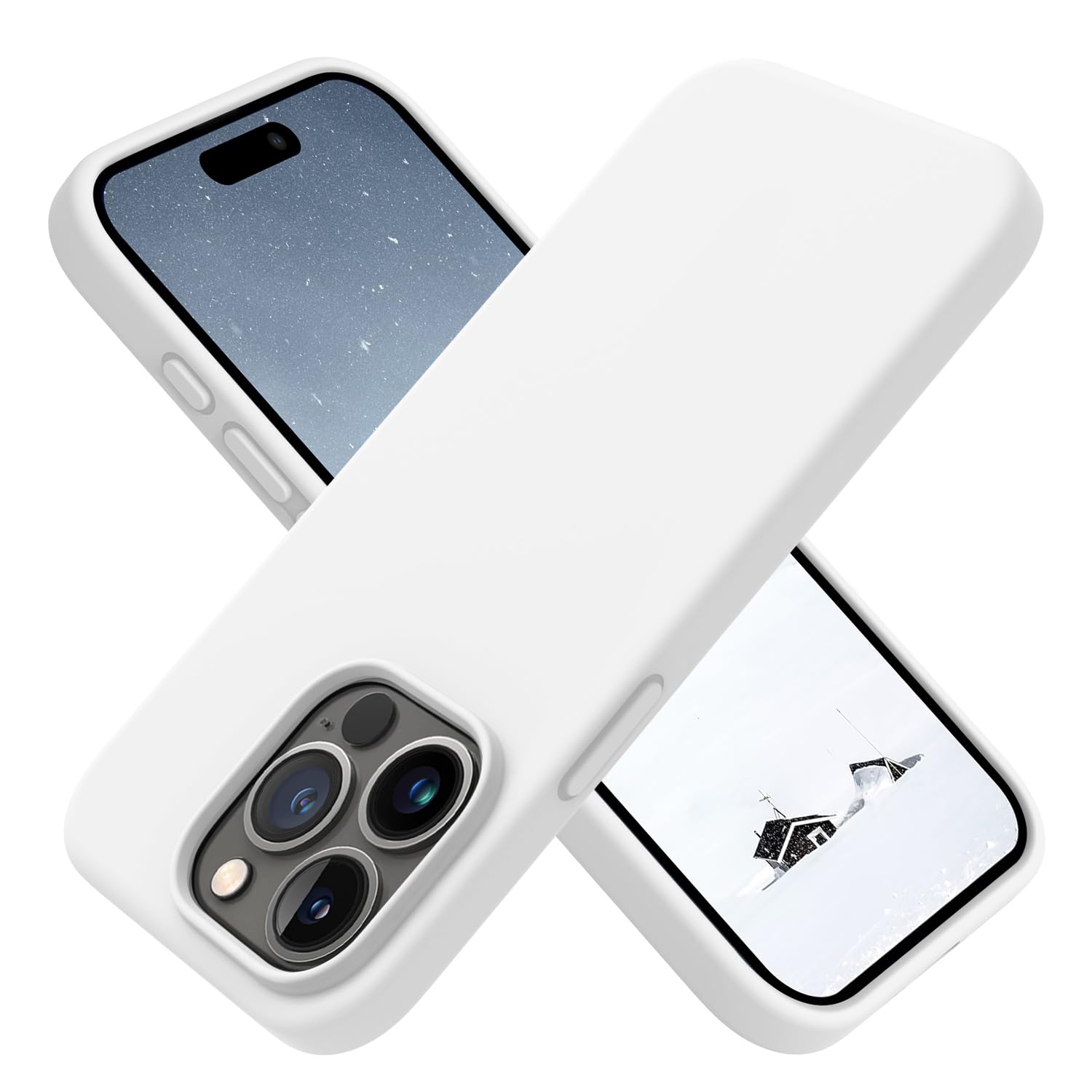 OTOFLY Compatible with iPhone 15 Pro Max Case,[Silky and Soft Touch Series] Premium Soft Liquid Silicone Rubber Full-Body Protective Bumper Case for iPhone 15 Pro Max (White)