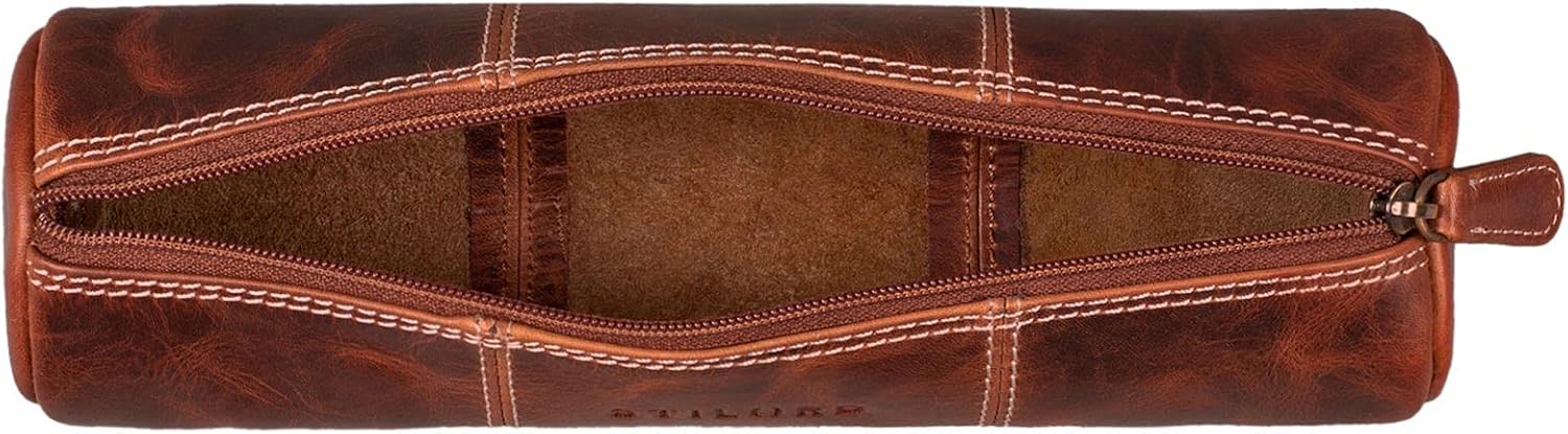 STILORD "Cato" Pencil Case Leather Vintage Pen Pouch Round Pen Case Leather Pencil Roll Organiser Pouch for Women Men Stationary Case Slim in Genuine Leather Colour:Kara - Image 4