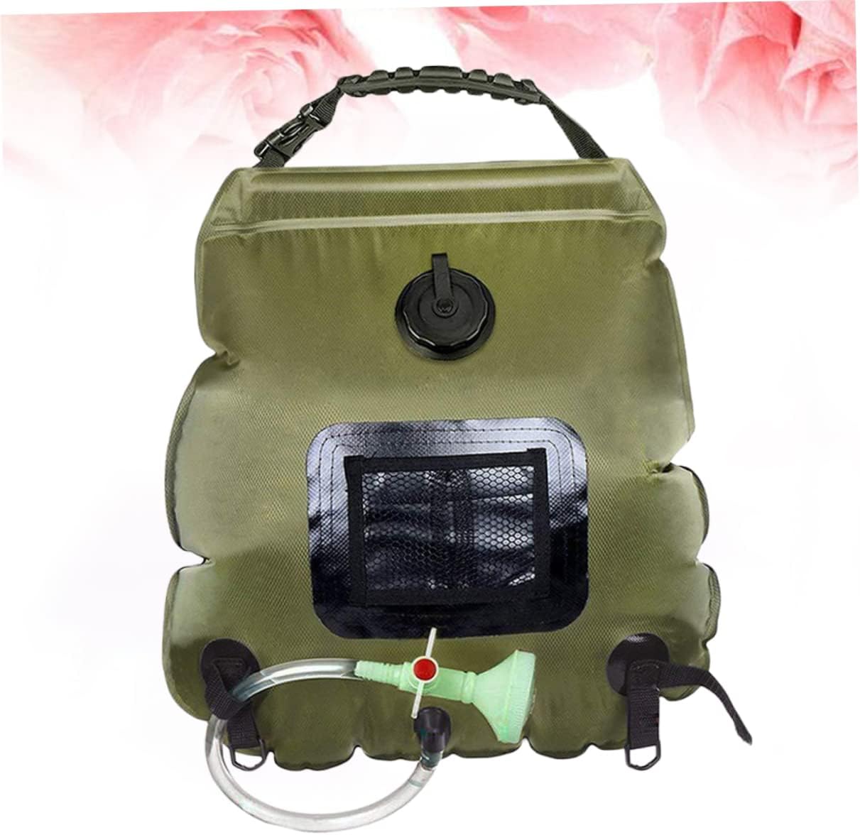 TOYANDONA Solar Camping Shower Bag Portable Outdoor Hiking Shower with Nozzle for Beach Travel Fishing Easy to Use and Store Olive Green