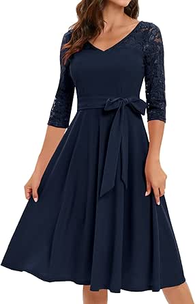 Robe Vintage Années 50 Bbonlinedress - Style Rockabilly Ligne A Col V