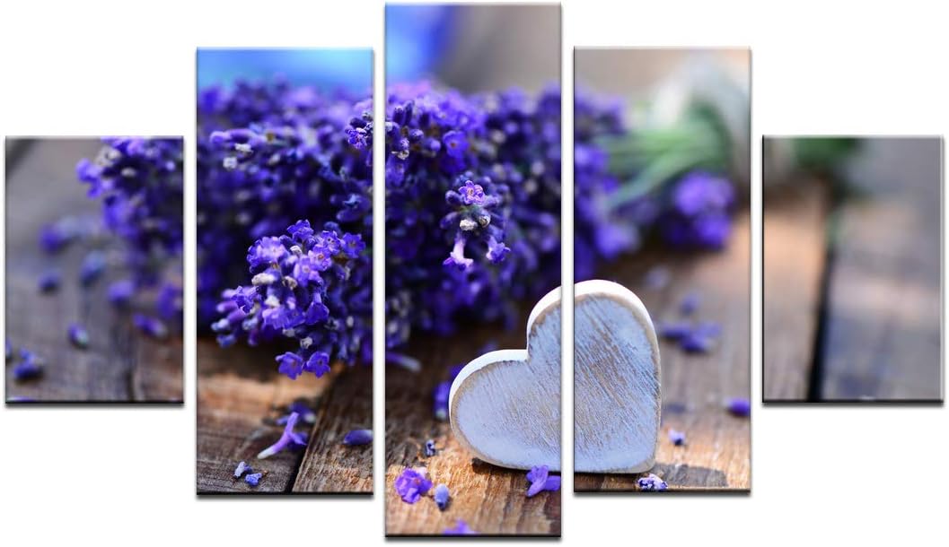 Wholesale 5 panel large HD Printed oil painting Lavender Flowers canvas print home decor Wall art Pictures For Living Room No Frame