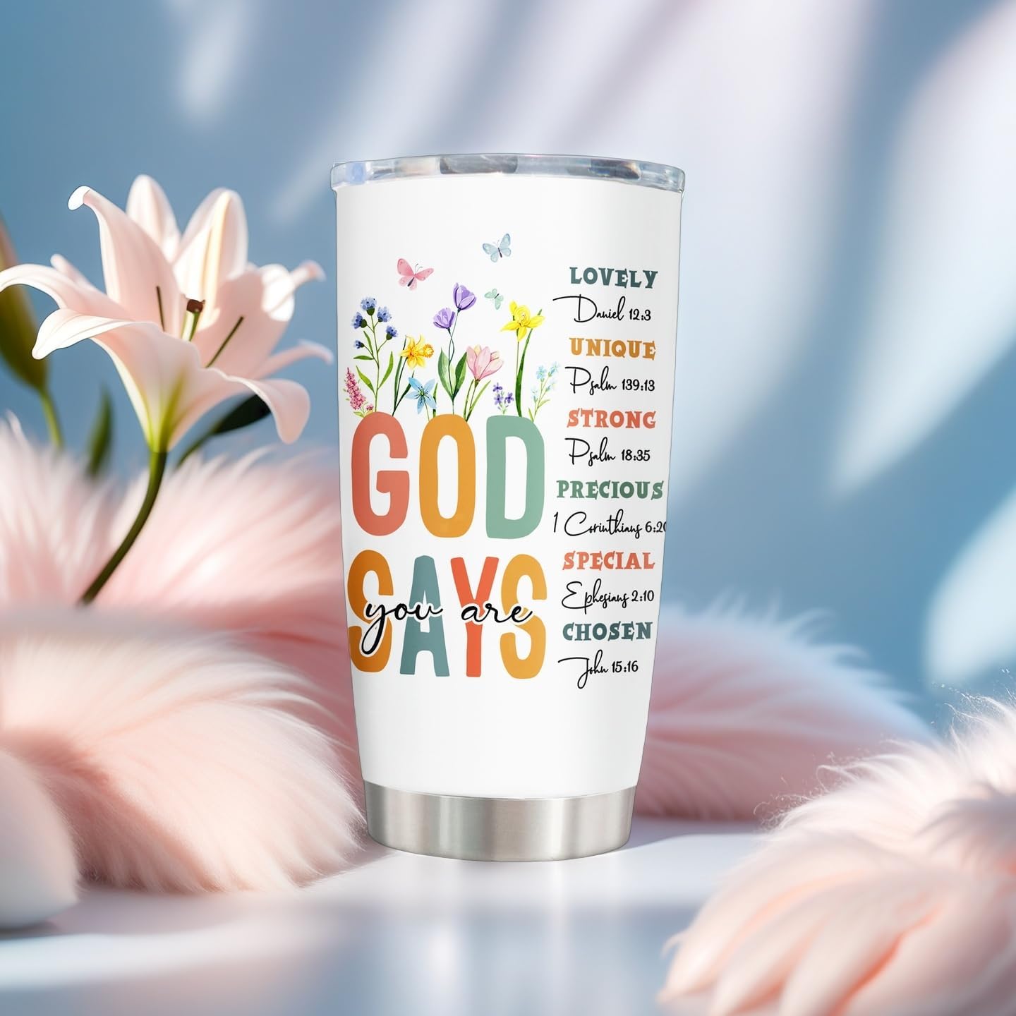 Christian Gifts for Women, Christmas Inspirational Floral Religious Birthday Gifts for Women, Confirmation Baptism Gift for Girl, Faith-Based Spiritual Gift for Christian Woman Tumblers 20oz - Image 6