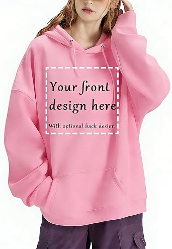 Custom Hoodie for Men & Women, Customized Front & Back Printed Sweatshirts with Pocket, Design Own Text Photo Logo