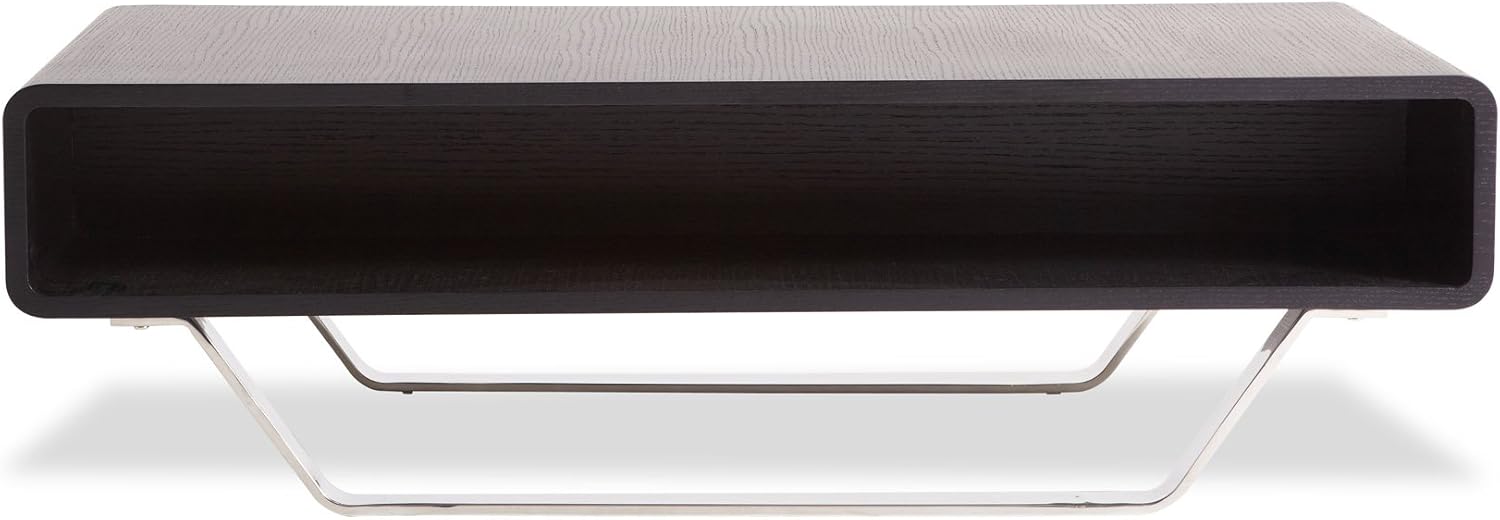 Modern Miles Dark Wood Veneer Coffee Table with Metal Base