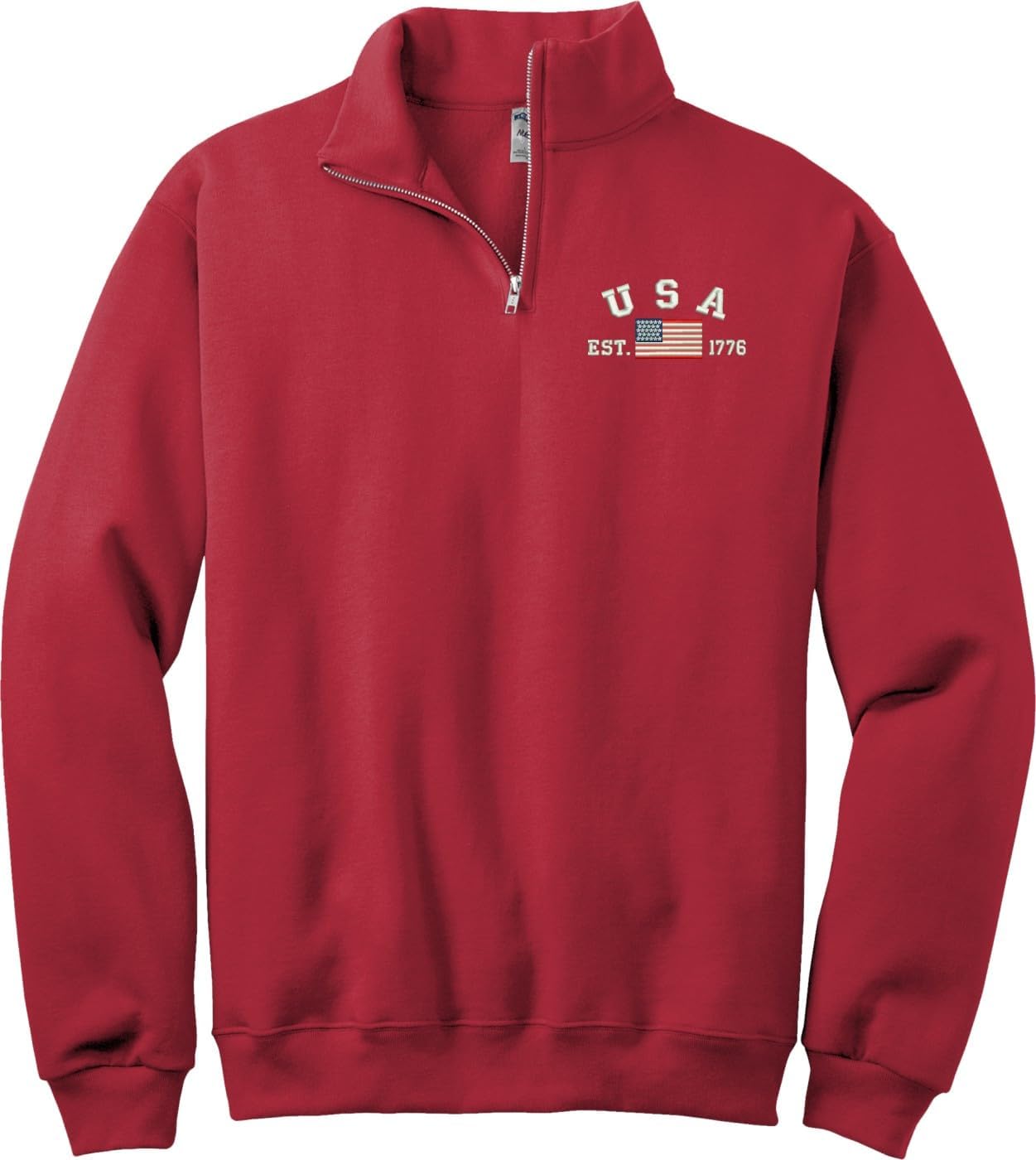 MilitaryBest USA Est 1776 Embroidered Quarter-Zip Pullover
