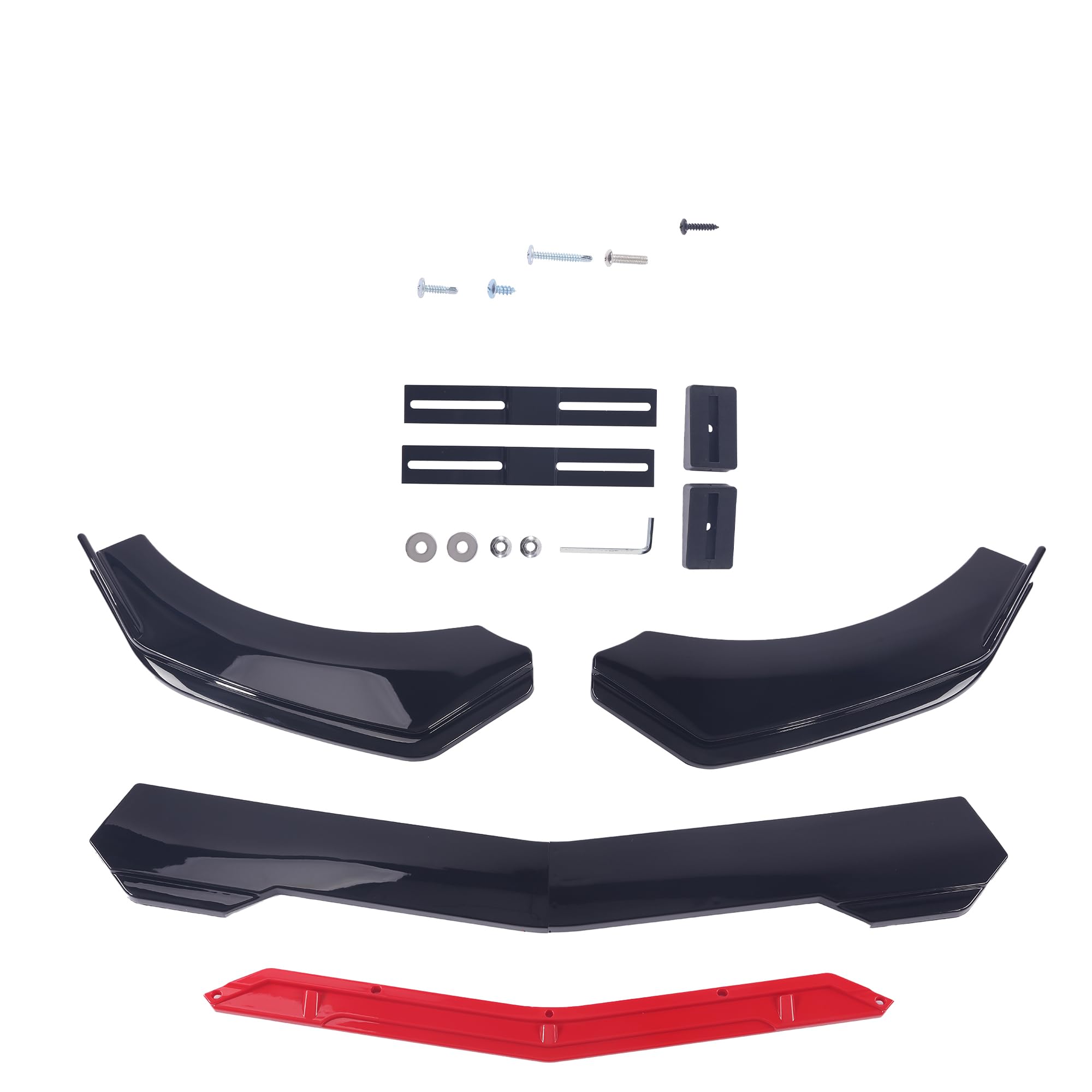 Kit De Labio Delantero Universal De 3 Piezas En ABS | Spoiler O Splitter Para Parachoques | Acabado En Negro Brillante