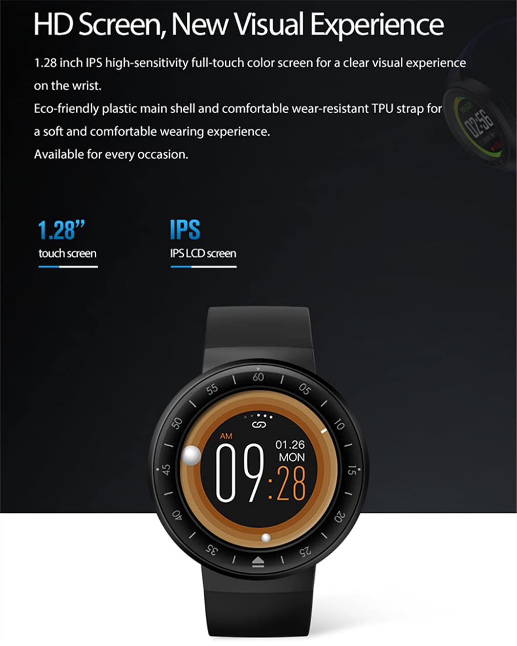 Smart Watch Fitness Tracker per Uomo Donna, Smartwatch con Calorie/Contapassi Activity Tracker, Cardiofrequenzimetro del Sonno per Android E iOS,Nero