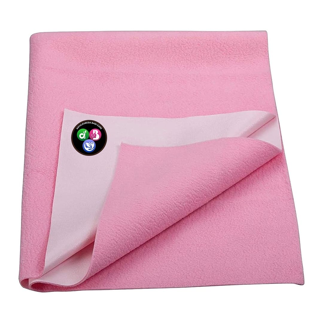 Aayuleubeda Badi Care ABC Baby Dry Sheet Anti-Pilling Fleece Extra Absorbent Quick Dry Sheet for Baby, Baby Bed Protector, Waterproof Baby Sheet, Large 140x100cm, Pack of 1,(Pink)