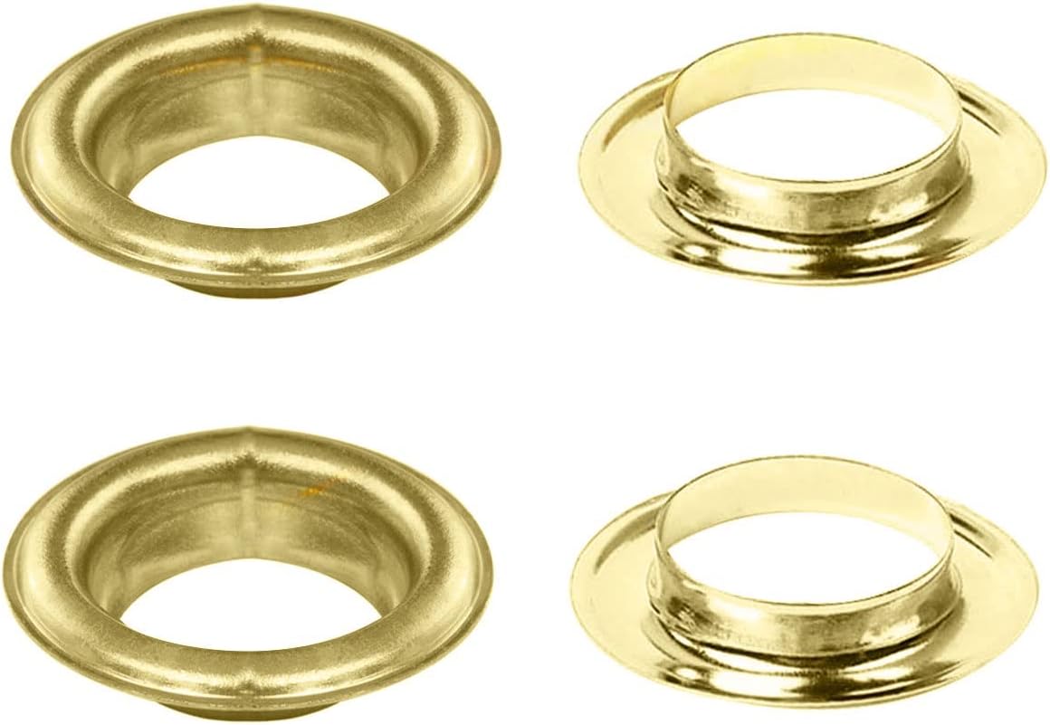 Trimming Shop 40mm Gold Extra Large Eyelets Rings with Washers Pack of 10 - Grommets for Clothing and Leathercraft, Washers for Vinyl Banners & Canvas Holding