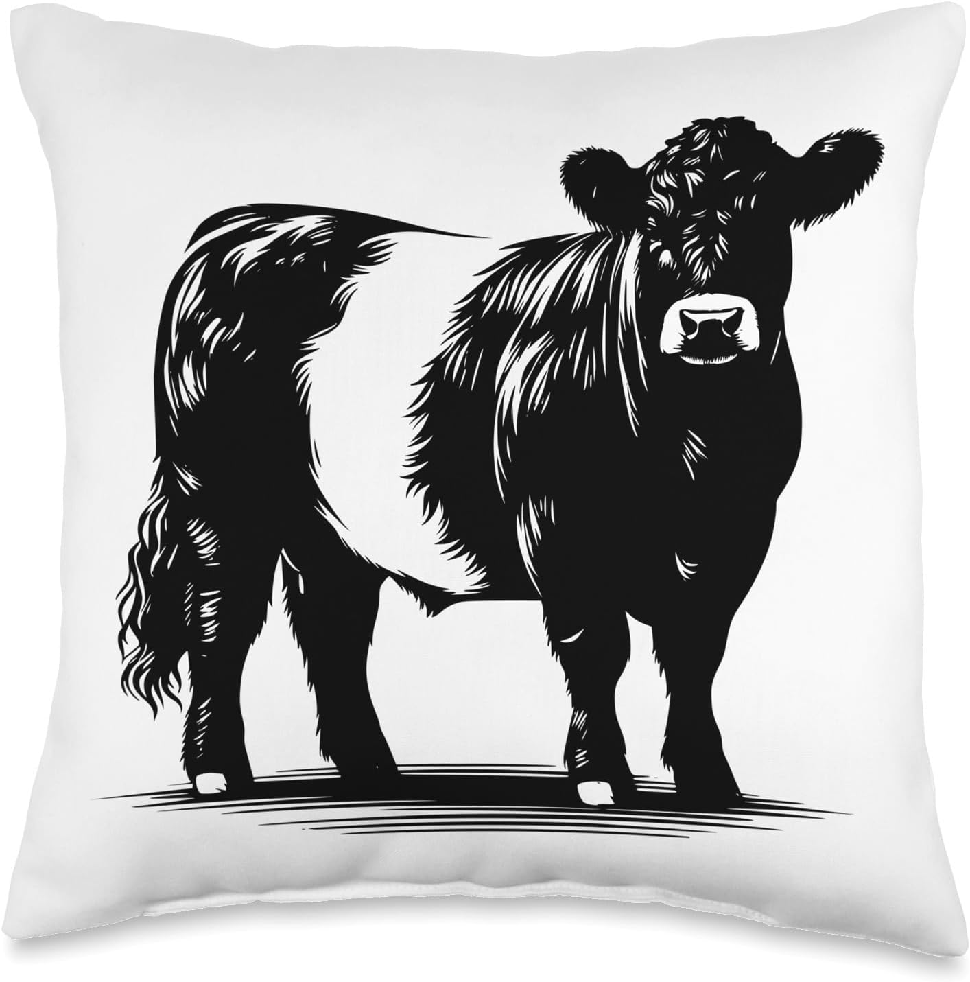 Cow Farmer Breeder - Monochromatic Belted Galloway Cattle Throw Pillow