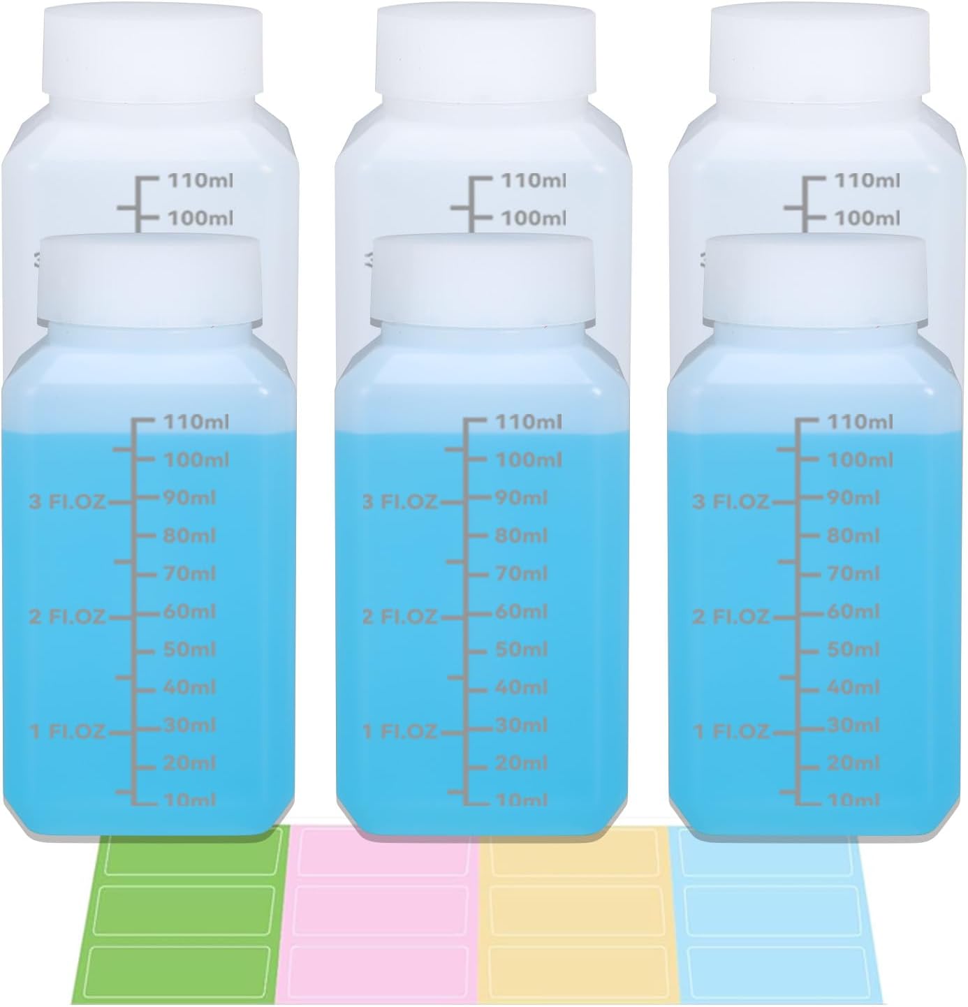 ASEVAT Plastic Lab Chemical Reagent Bottles, Square Sample Storage Container, Chemical Container Bottle with Inner Ring Cover, Narrow Mouth Sample Sealing Storage Bottles (Translucent, 2 oz)