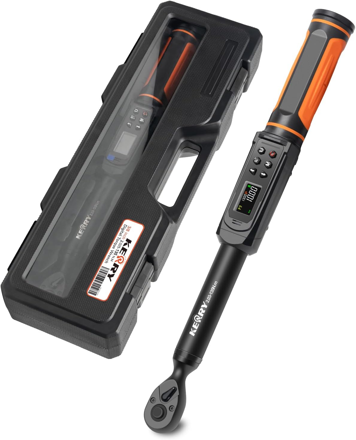 Kerry 3/8 Inch Drive Digital Torque Wrench, 1.50-99.56Ft. Lb/2.03-135 Nm, Five Units of Measure, ±2% High Accuracy, LED and Buzzer Notification, Easy to Read and Operate, 72 Tooth for Bike Motorcycle