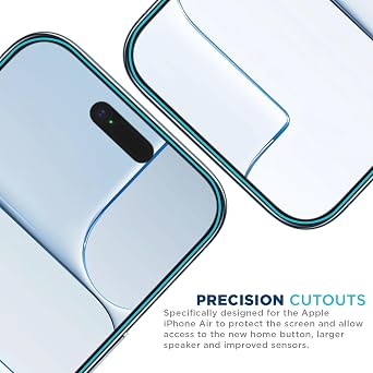 Tech Armor Complete Protection for Apple iPhone 17 Air 6.5 Inch - Premium Ballistic Glass Screen Protector (3 Pack), Camera Lens Protector, and 6 Feet Fast Charge/Data Sync USB C to USB C Cable (bla