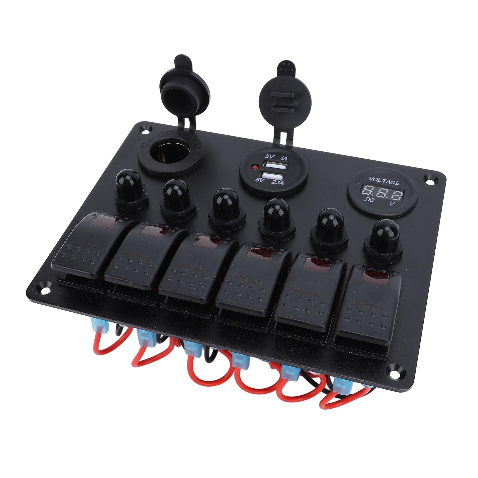 LICAEVEY Panel Przełączników 6 Gang z Podwójnym USB do łodzi i Przyczep