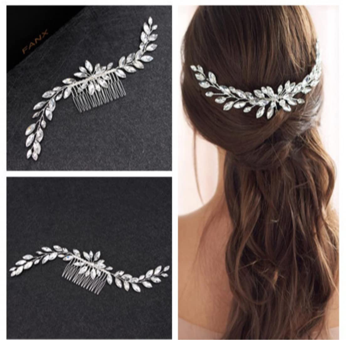 Grzebienie Boczne Grzebień do Włosów Wesele Boczny Grzebień Do Włosów Opaska Ślubna Klip Do Włosów Dla Nowożeńców Grzebień Srebrny Rhinestone Boczny Grzebień Do Włosów Akcesoria Do Włosów