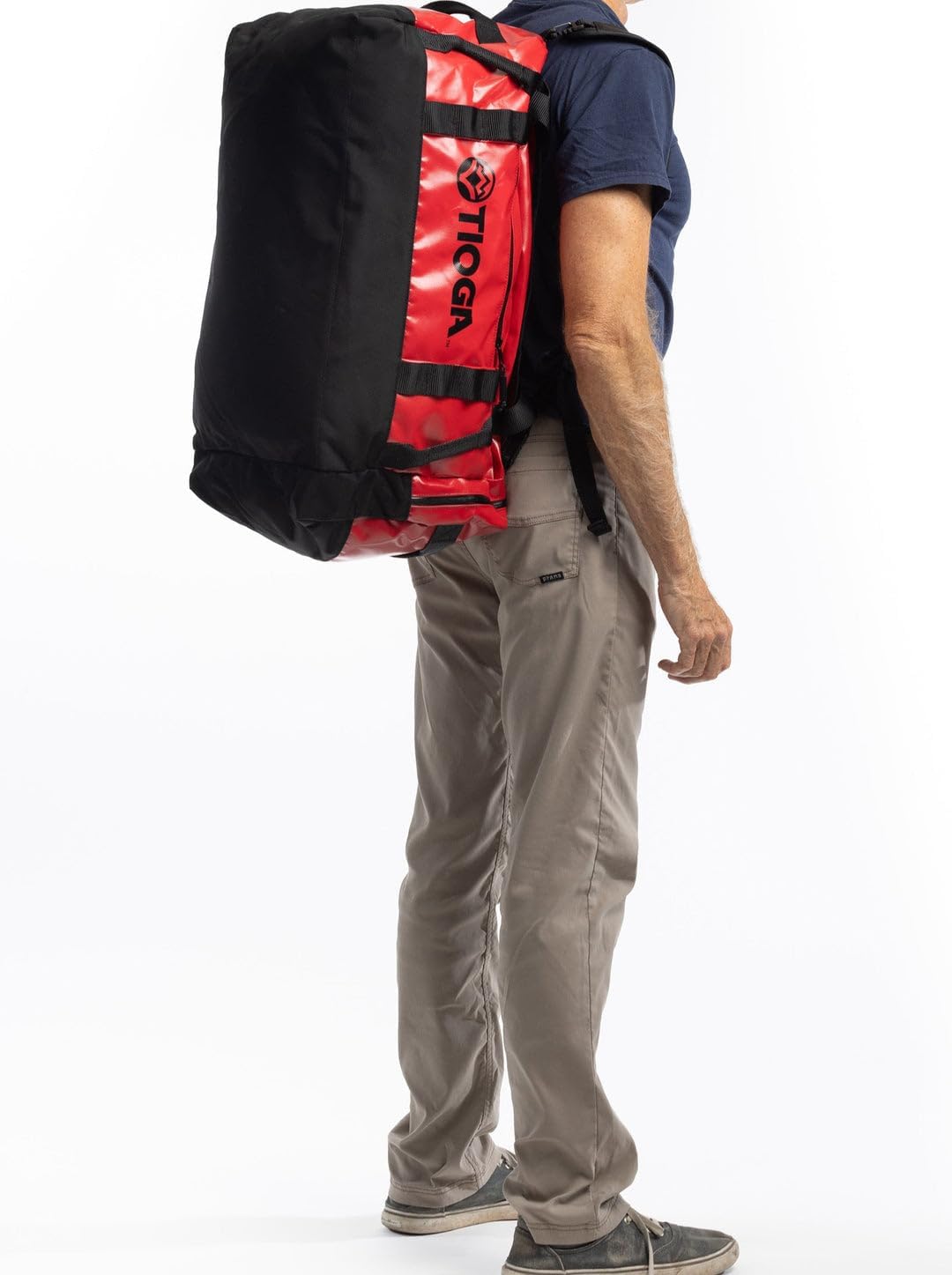 TIOGA Venture Outdoor Duffel Bag with Backpack Straps, Weather Resistant, Rugged Construction, Gear Hauling for Outdoor Adventures, Medium / 50L, Red