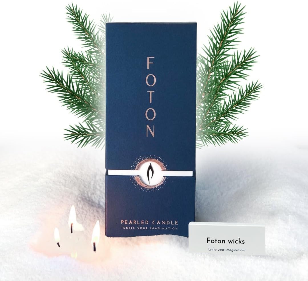 Foton Pearled Candle 18 Oz - Festive Fir Christmas Tree Scented Non Toxic Long Lasting Powder Wax Sand Candles up to 120 Hours - Refillable Pearl Candle Sand with 30 Wicks