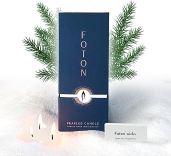 Foton Pearled Candle 18 Oz - Festive Fir Christmas Tree Scented Non Toxic Long Lasting Powder Wax Sand Candles up to 120 Hours - Refillable Pearl Candle Sand with 30 Wicks