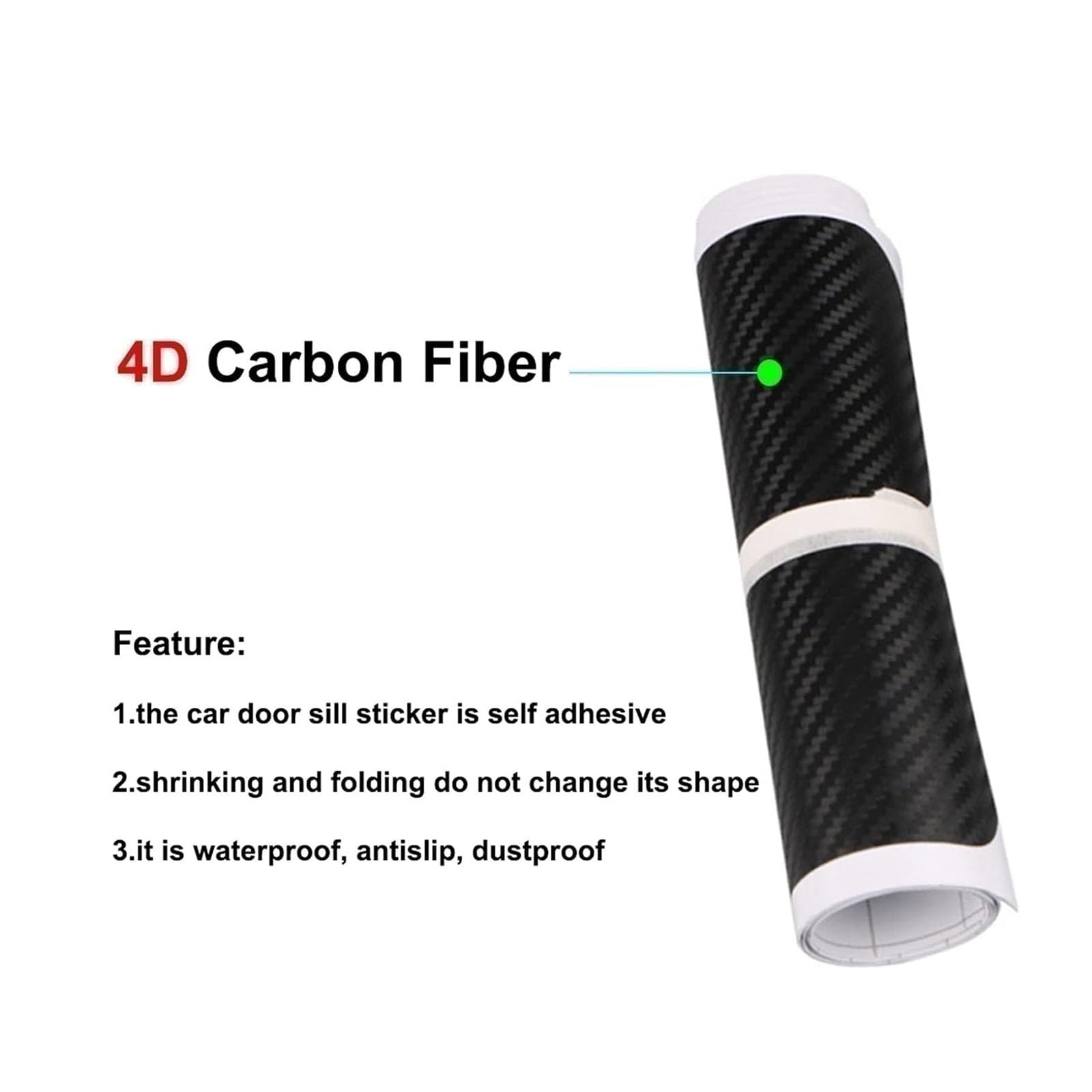 Generico 4 Pezzi Fibra di Carbonio Battitacco Sticker per Fiat 500L,Pedale Protezione Adesivi Decorativo Accessorio Auto