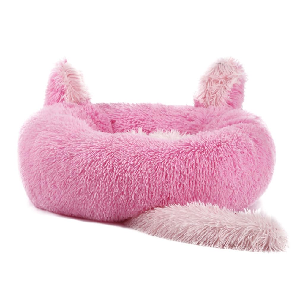 DOTBUY-SHOP Dog Bed Washable, Cute Ears Soft Comfy Cat Bed Dog Beds, Pet Bed With Slip-Resistant Bottom, Gift for Puppy Kittens (50cm,Pink)