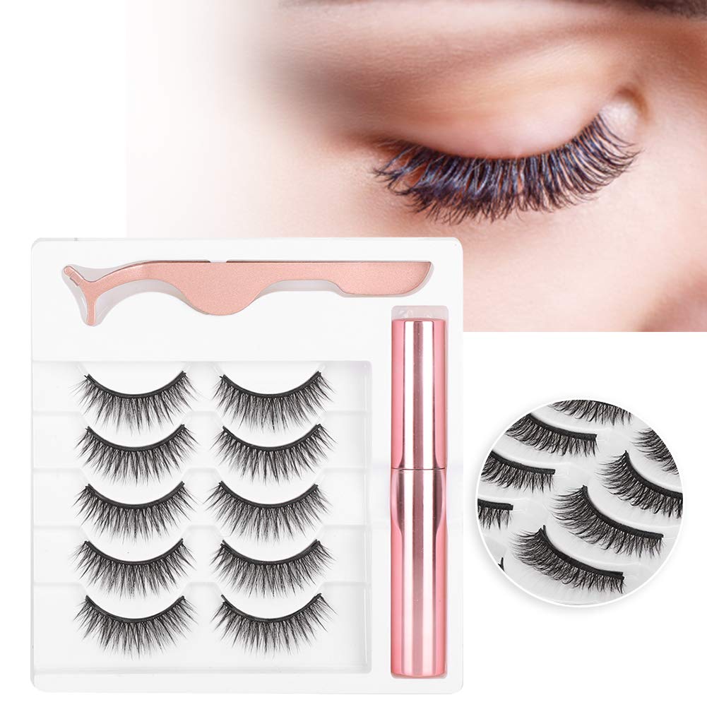 Ciglia Magnetiche, 3 Paia di Ciglia Finte Naturali 3D, Ciglia Magnetiche Riutilizzabili e Eyeliner Magnetico Impermeabile, Eyeliner Magnetici a Lunga Durata con Strumento per il Trucco delle Ciglia