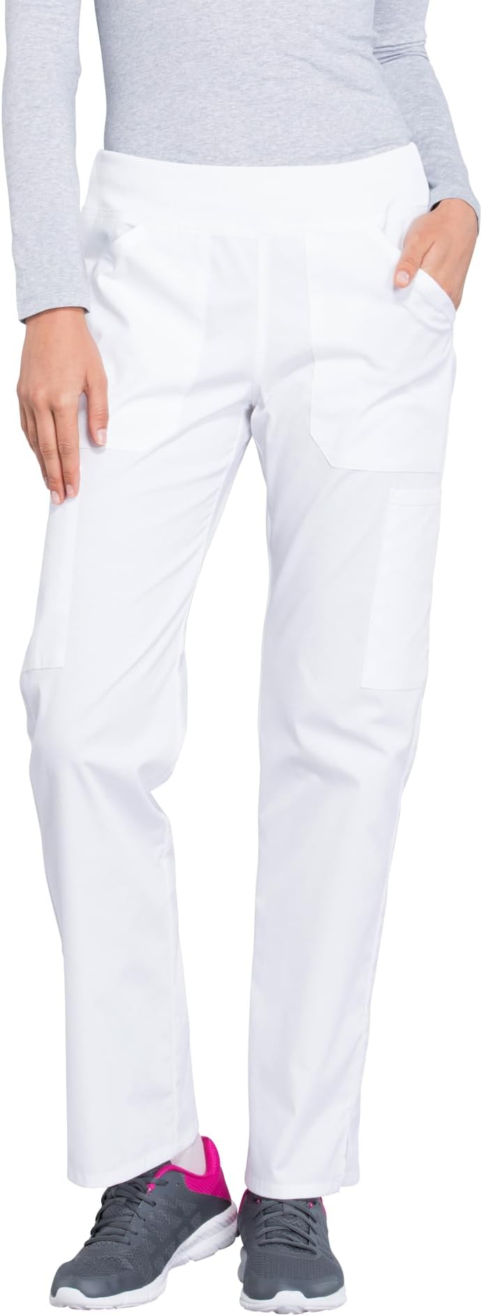 Cherokee Women's Scrub Pants Mid Rise Straight Leg Pull-on Cargo Pant with 6 Pockets & 2-Way Stretch Fabric - WW170