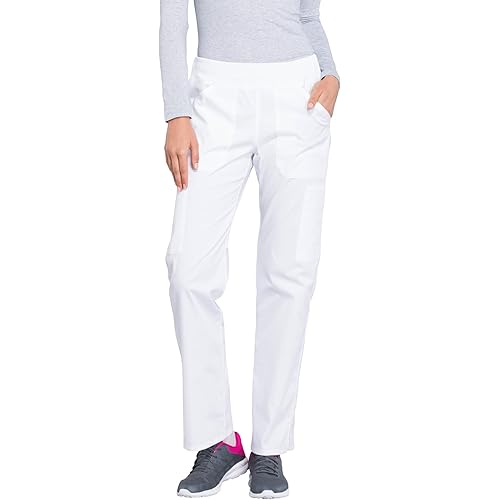 Cherokee Women's Scrub Pants Mid Rise Straight Leg Pull-on Cargo Pant with 6 Pockets & 2-Way Stretch Fabric - WW170