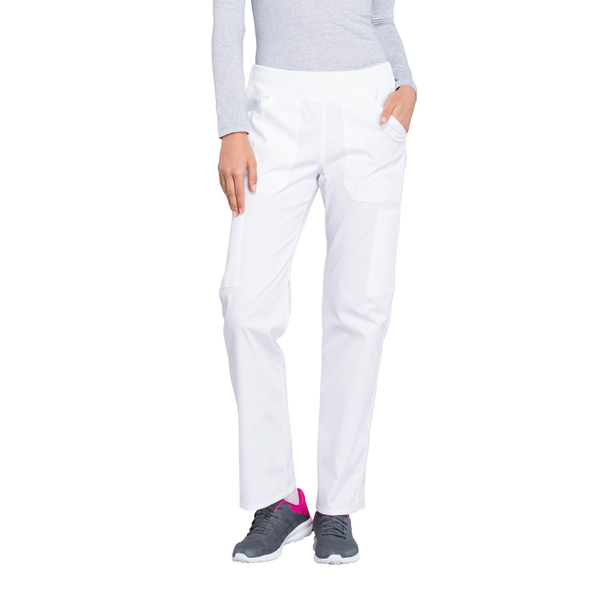 Cherokee Women's Scrub Pants Mid Rise Straight Leg Pull-on Cargo Pant with 6 Pockets & 2-Way Stretch Fabric - WW170