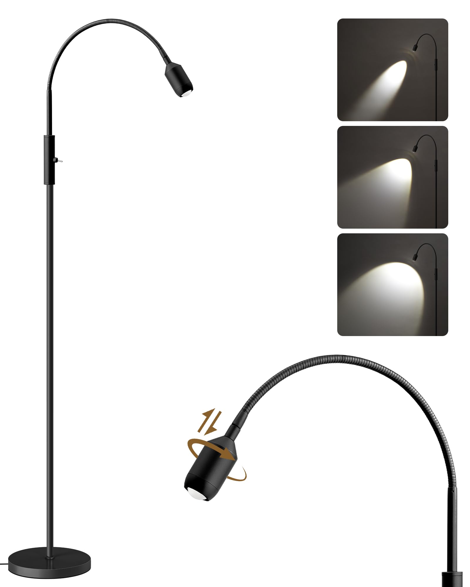 Photo 1 of GOEBLESON Floor Lamp, 74.2" Tall, Matte Black, 5000K LED
