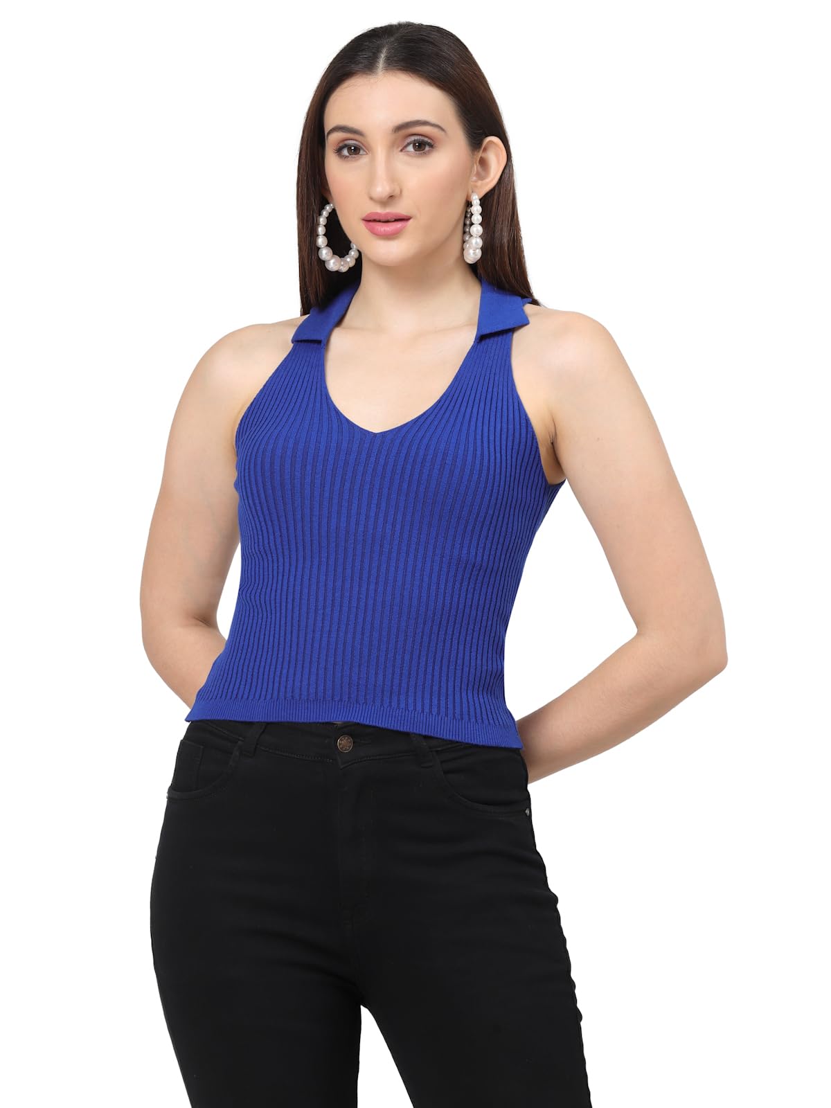 kalt Women Knitted Ribbed Cotton Fitted Sleeveless V-Neck Cami Tank Top for Women Stylish-picture-55