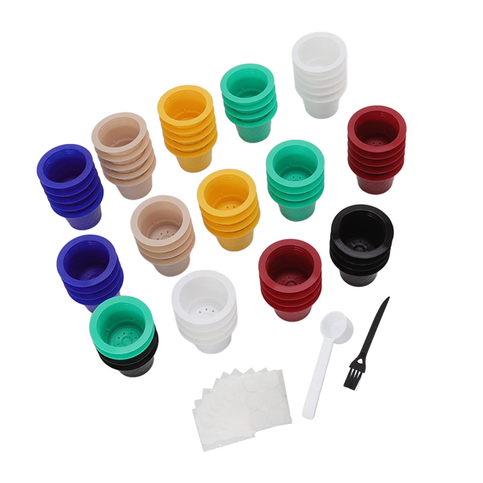 60 cápsulas reutilizables, taza de filtro de cápsulas de café recargables con cepillo y cuchara, cápsulas de café para café, leche, tienda de té