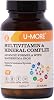 U-MORE Multivitamin and Mineral Complex, Vegan, Sugar-Free, Gluten-Free, Calcium, Magnesium, A, B1, B2, B5, B6, B12, D3, K, Vitamins C, Iron, Zinc - 60 Tablets