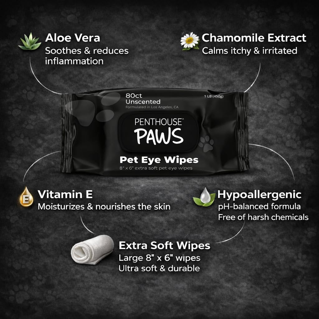 PENTHOUSE PAWS Complete Pet Grooming Wipes Kit – Teeth, Eyes, Ears & Body Cleaning Set for Dogs & Cats
