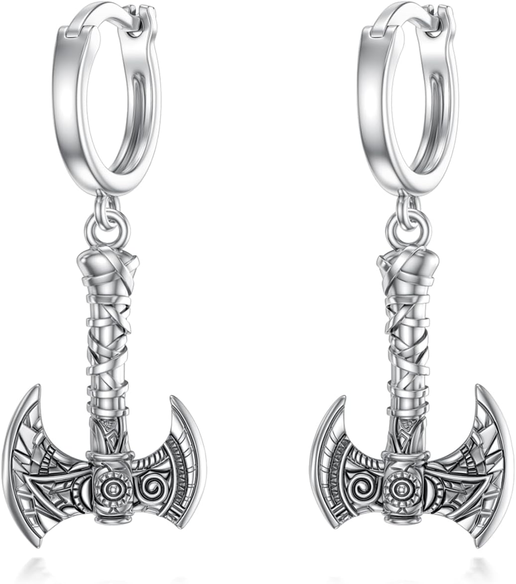 Dangle Hoop Earrings for Men 925 Sterling Silver Earrings Christmas Birthday Anniversary Jewelry Gift for Brother Son Husband Dad