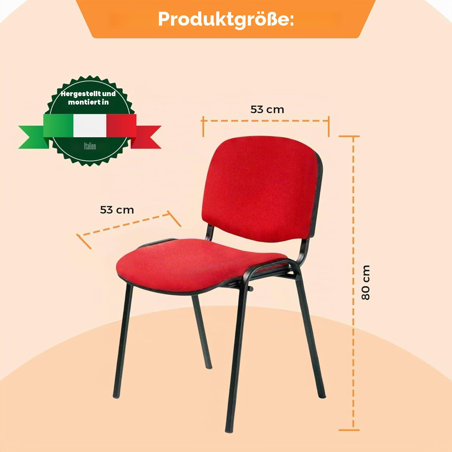 Topsit Besucherstühle 8er Set, stapelbare Konferenzstühle ohne Armlehnen, Stapelstühle mit Metallgestell, für Büro, Konferenz, Reception (Rot)