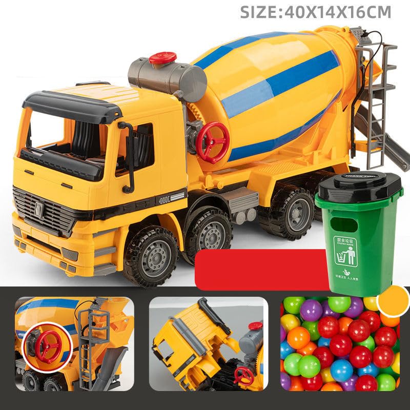 Camión Mezclador de Cemento de Juguete, Entrada de Gran Tamaño a Prueba de Fugas para Juegos de Niños, Salida Giratoria de 180 Grados, Tambor de Simulación para Niños, Material ABS de