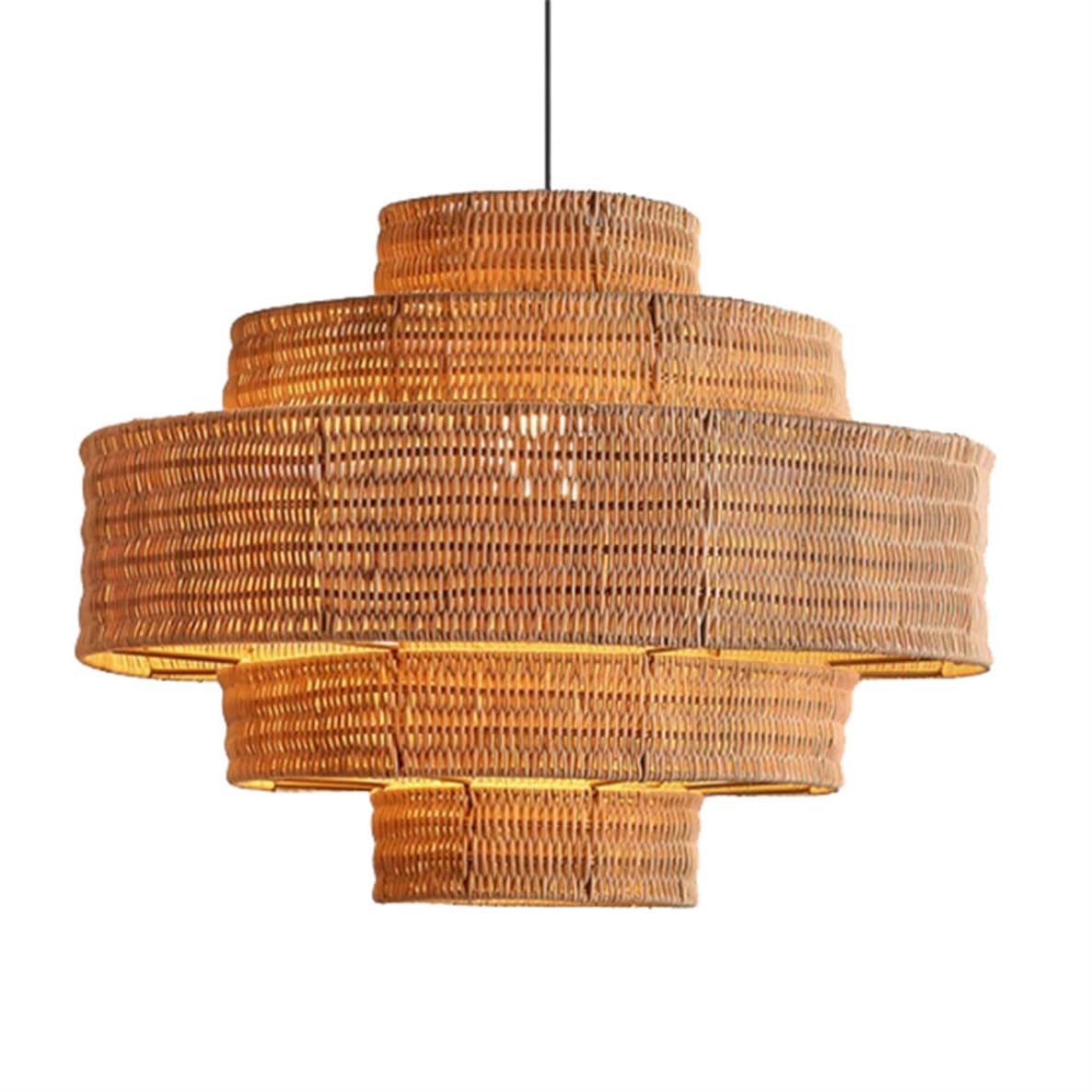 CSSYKV Beige/Brown Rattan Lamp Fixtures Farmhouse Large Chandeliers Multi-Layer Rattan Lantern Japanese Wabi-Sabi Restaurant Pendant Lamp for Kitchen Island Dining Table Farmhouse,Bedroom,Kitchen