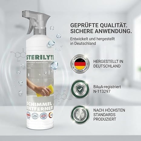Mould Remover Alcohol-Free - Anti Mould Spray for Wall Bathroom Wallpaper and Joints - Mould Spray for Sensitive Surfaces - Odourless Spray for Wall Mould (1 L)