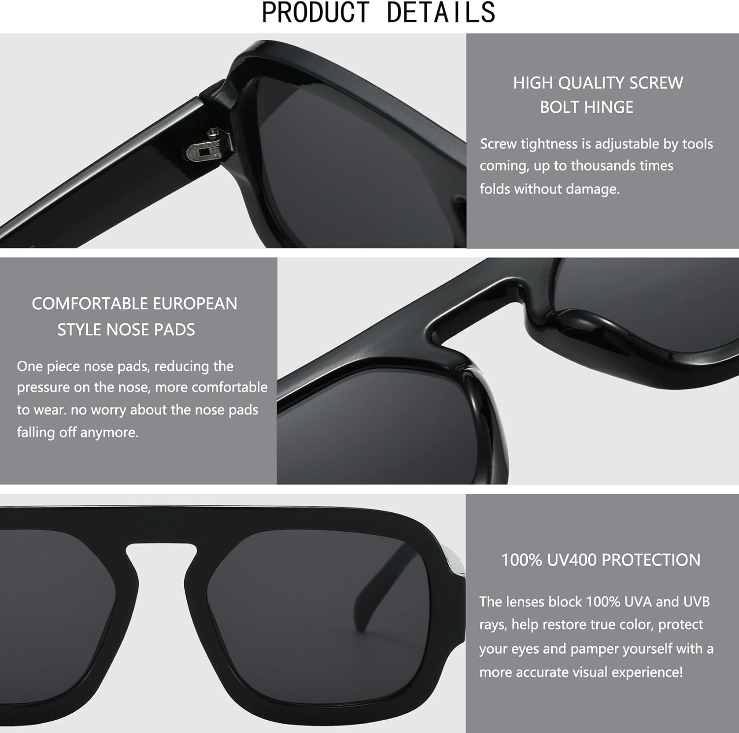 Trendy Square Aviator Sunglasses for Women Flat Top Designer Stylish Frame Sun Glasses Vintage Shades - Image 4