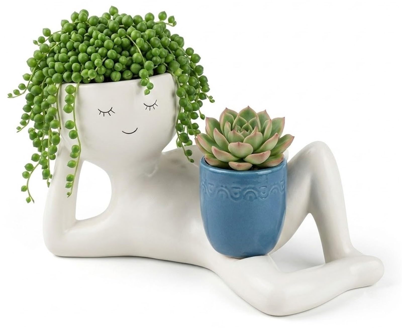 THUCHENYUC Lazy Guy Planter Pot Goofy - Relax to Sleepy, Funny Plant Pots