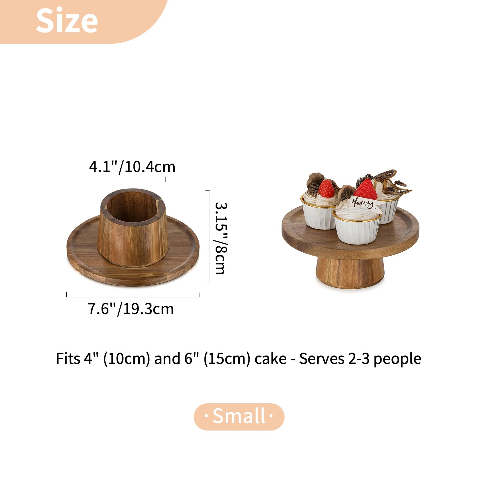 Nuptio Alzatina Dolci Alzata Legno: 19.3cm Torte Alzate Alzatine Stand Torta Cupcake Portatorte Cake Esspositori Portatorta Natale Supporto Natalizia