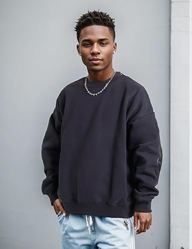 Miniatura 2 de EMMIOL Sudadera de cuello redondo para hombre, manga larga, hip hop, forro polar, sudaderas vintage de calle con estampado gráfico Y2K