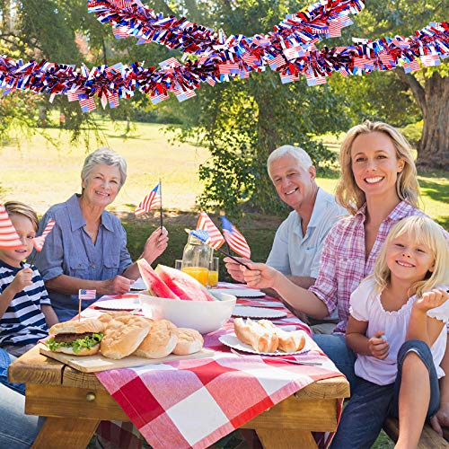 Patriotic Tinsel Garland American Flag Tinsel Garland Independence Day Metallic Tinsel Mixed Color 4Th Of July Glittering Tinsel Decoration (6 Pieces, 39.4 Feet) #TOP4