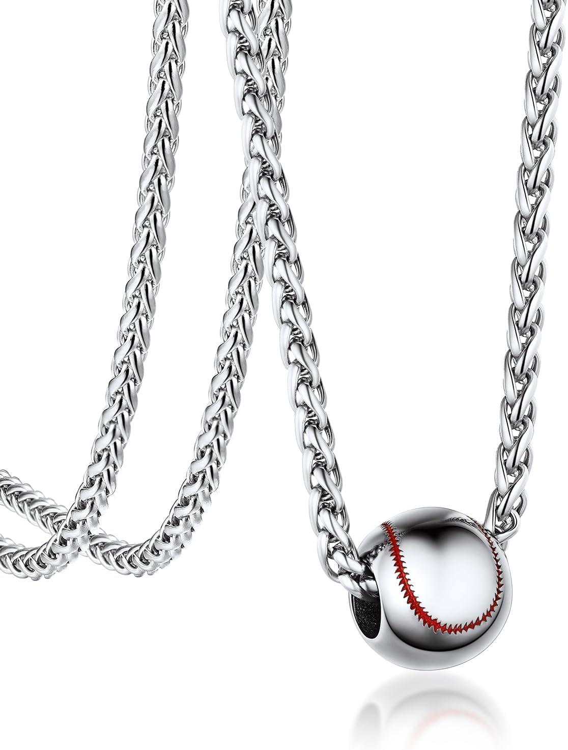 Bandmax Sports Style Necklaces for Men Women Stainless Steel Rugby/Basketball/Soccerball/Baseball Pendant Chain Necklace Gift for Son Grandson Husband Sport Fans