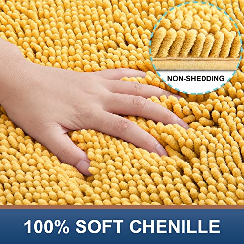 Smiry Luxury Chenille Bath Rug, Extra Soft And Absorbent Shaggy Bathroom Mat Rugs, Machine Washable, Non-Slip Plush Carpet Runner For Tub, Shower, And Bath Room(24''X16'', Yellow) #TOP1