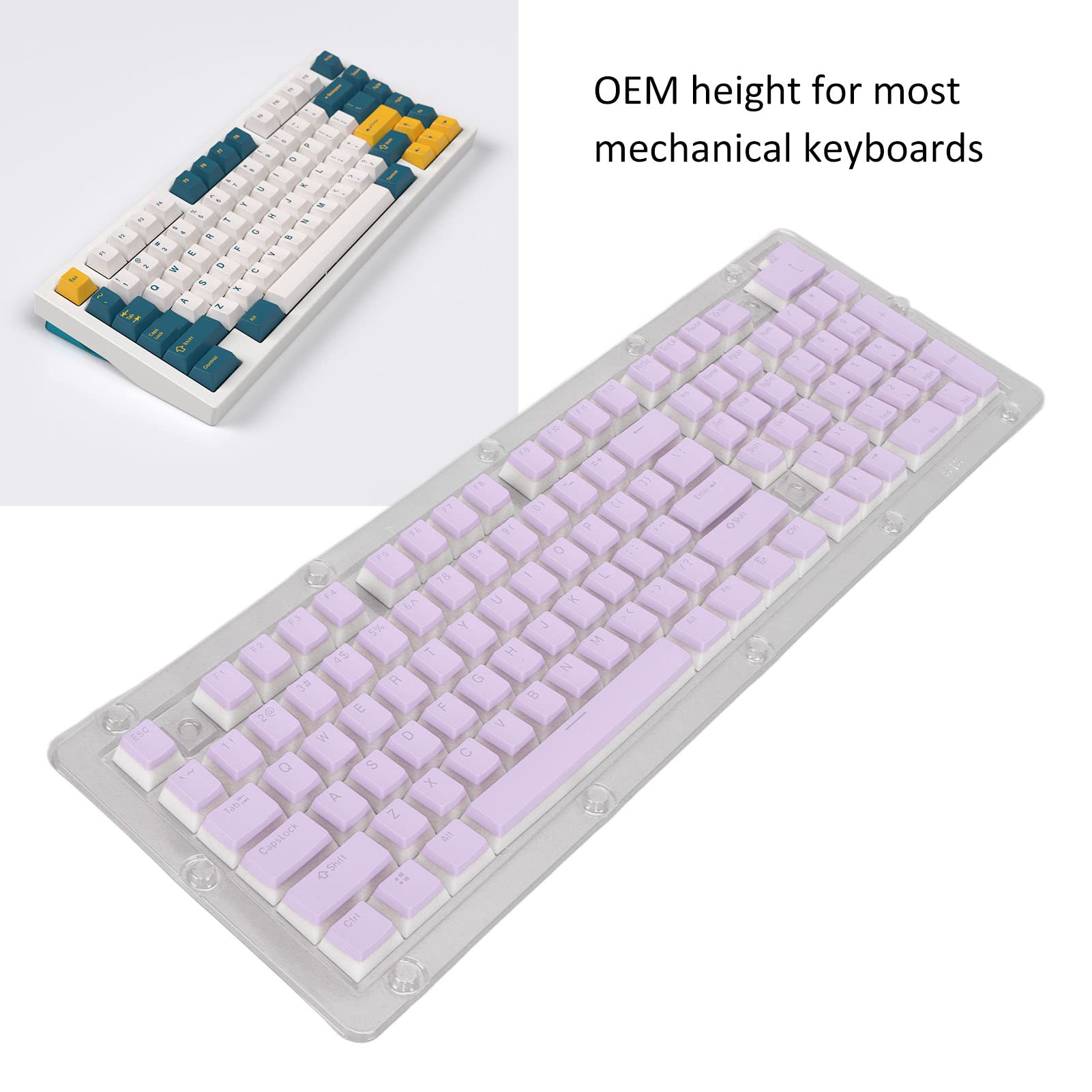 Cocoarm PBT Pudding Keycaps 130 Tasti, Altezza OEM Traslucido (PURPLE)