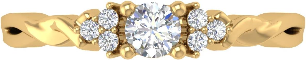 FINEROCK 1/4 Carat Diamond Twisted Engagement Ring in 14K Gold (I1-I2 Clarity)