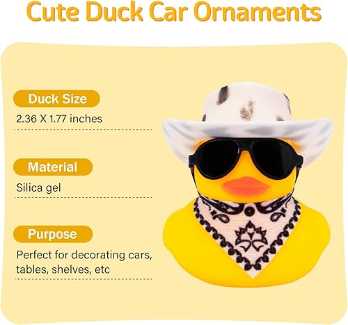 Miniatura 5 de wonuu Adornos de pato de goma para automóvil, decoración de tablero de automóvil de pato amarillo con casco de hélice para decoración navideña y