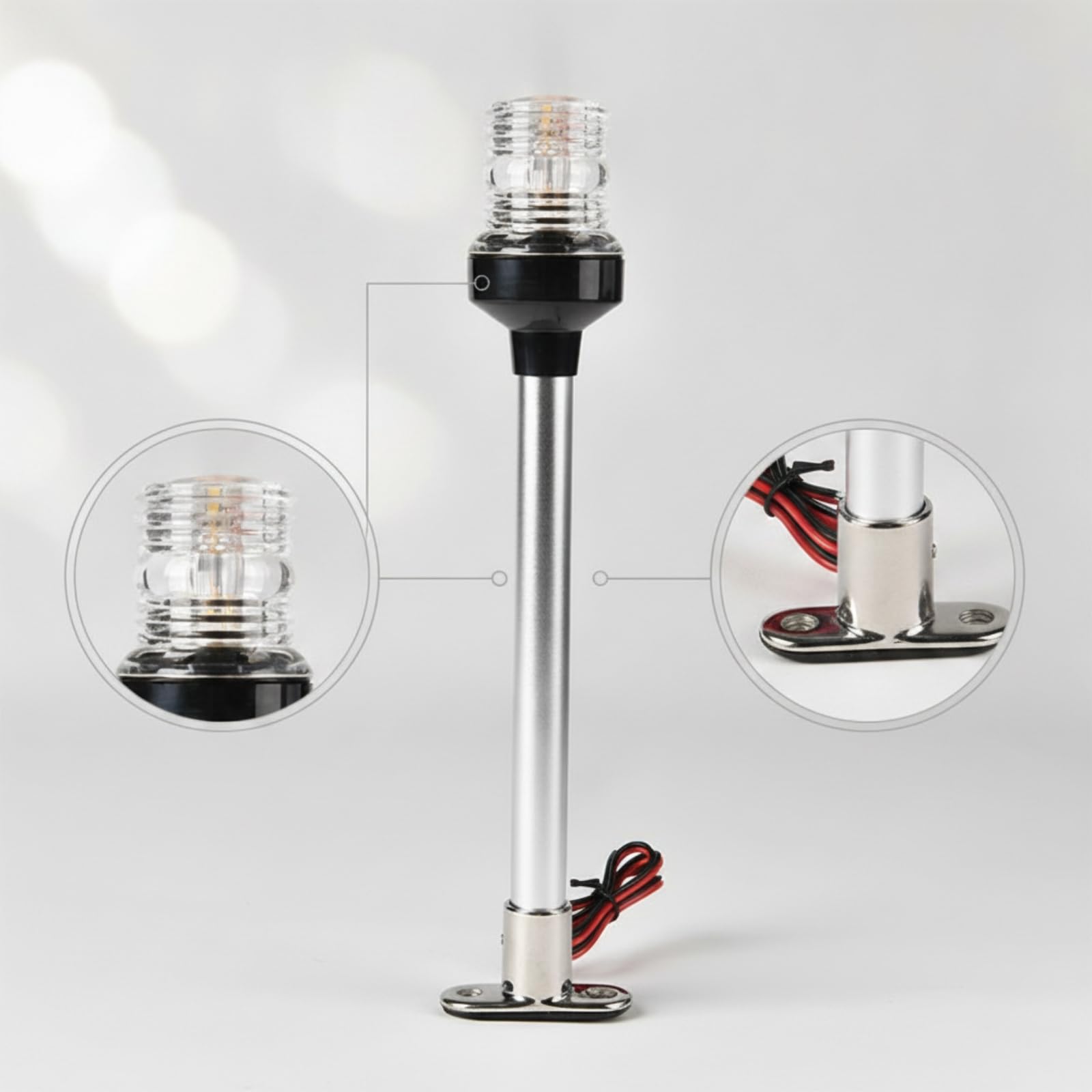 Luz Navegación Marina con Tubo Soporte LED para Navegadores, s, Yates, White A