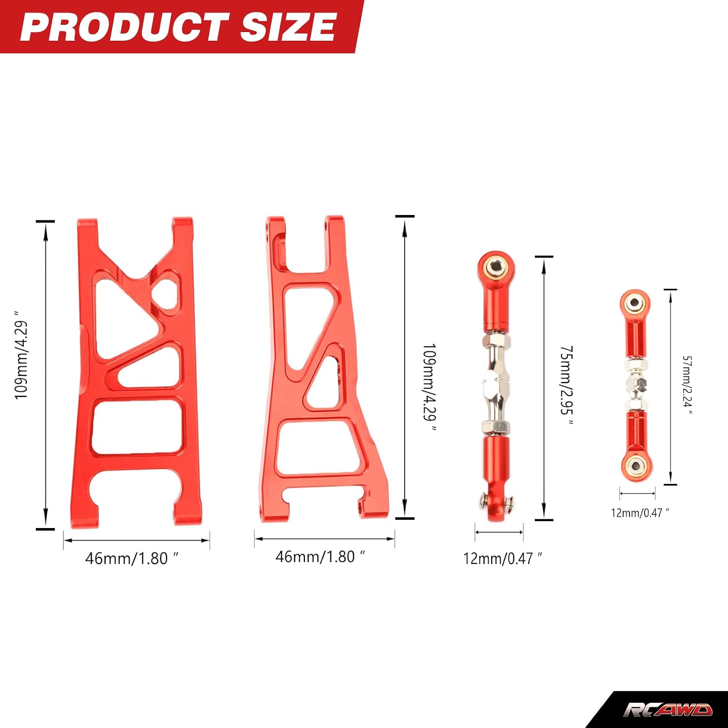 RCAWD +10mm Wide Suspension Arm & Turnbuckles Set for Arrma 1/10 Senton 3S BLX Tie Rods Links Linkage Granite Vorteks 550 Mega Series Upgrades Parts